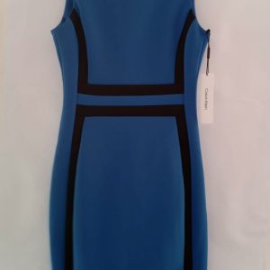 Vestido azul con franja negra